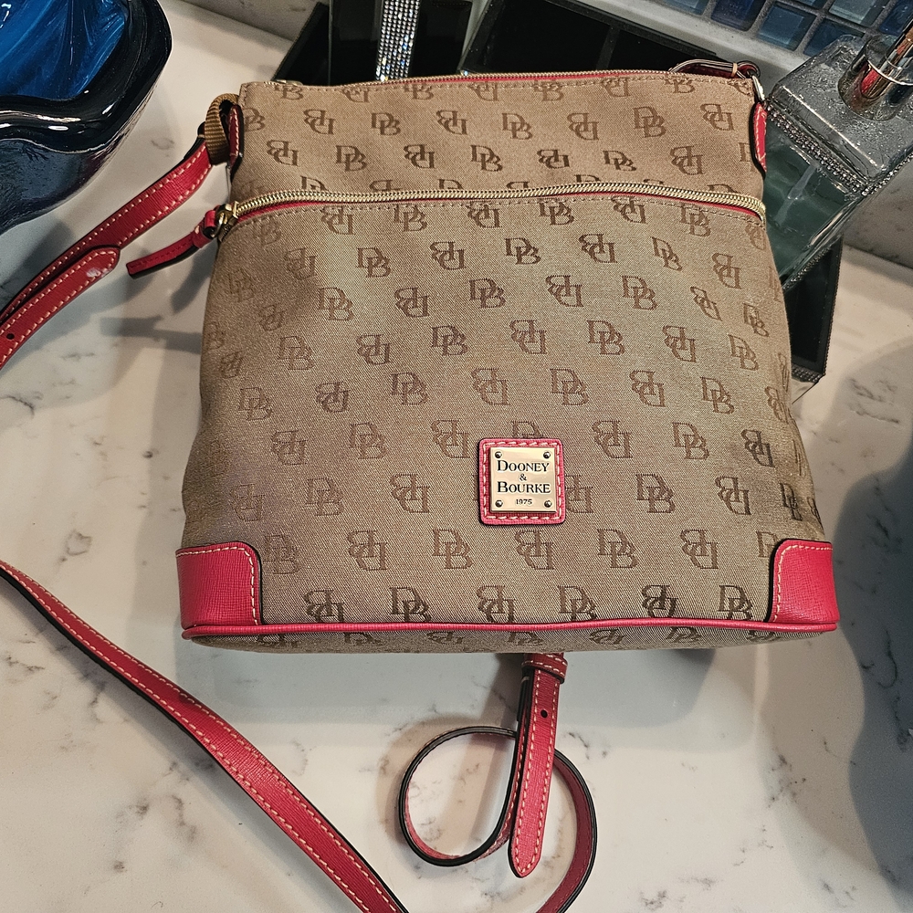 Dooney & Bourke XL Crossbody Tan and Red Women's Bag